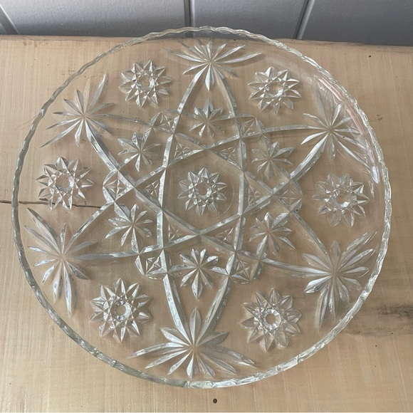 JUST IN Vintage Clear Glass Serving Platter Plate Party Holiday Elegant Heavy - Picture 2 of 3